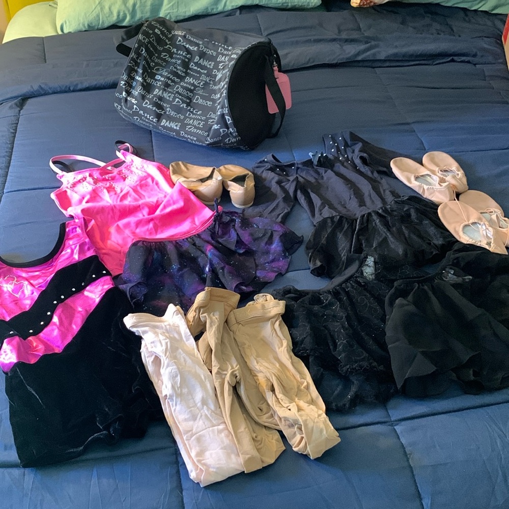 Girls dance leotards shoes tights skirts & bag sizes 4/5 through 7/8 ballet
